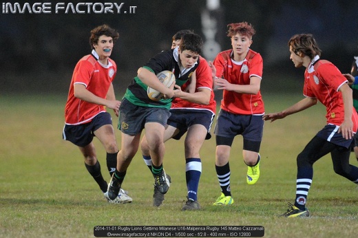 2014-11-01 Rugby Lions Settimo Milanese U16-Malpensa Rugby 145 Matteo Cazzamali
